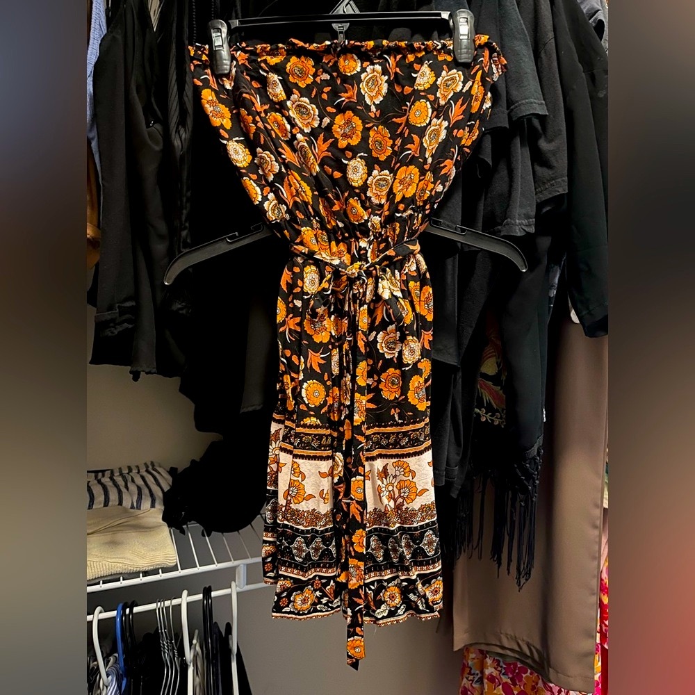 Abercrombie & Fitch Floral Black and Orange Mini Dress XS